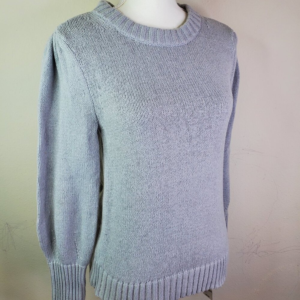 Style & Co Women Grey Puff Sleeve Sweater XS